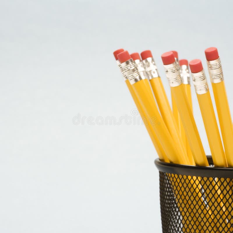 Pencils in holder. stock photo. Image of business, erasers 2425728