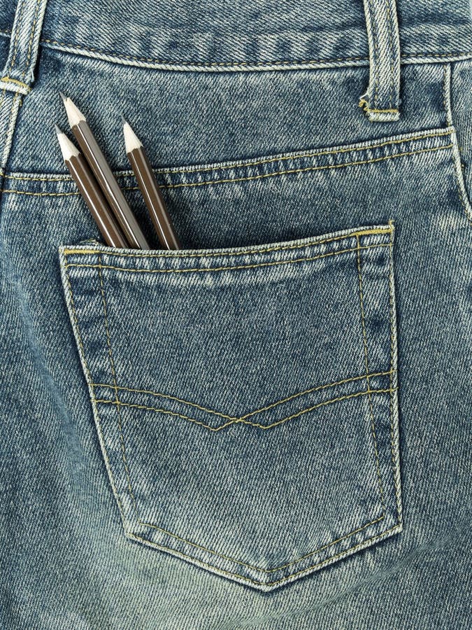 Pencils in a jeans pocket stock photo. Image of pencil - 18365642