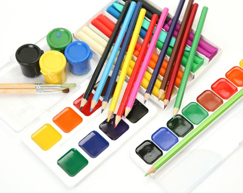 Pencils and paints stock photo. Image of paints, decorative 14707832