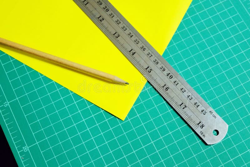 Pencils, Rulers, Yellow Paper Stock Image Image of pencils, paper