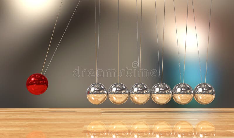 Balancing ball Newton`s cradle pendulum, 3D Rendering. Balancing ball Newton`s cradle pendulum, 3D Rendering