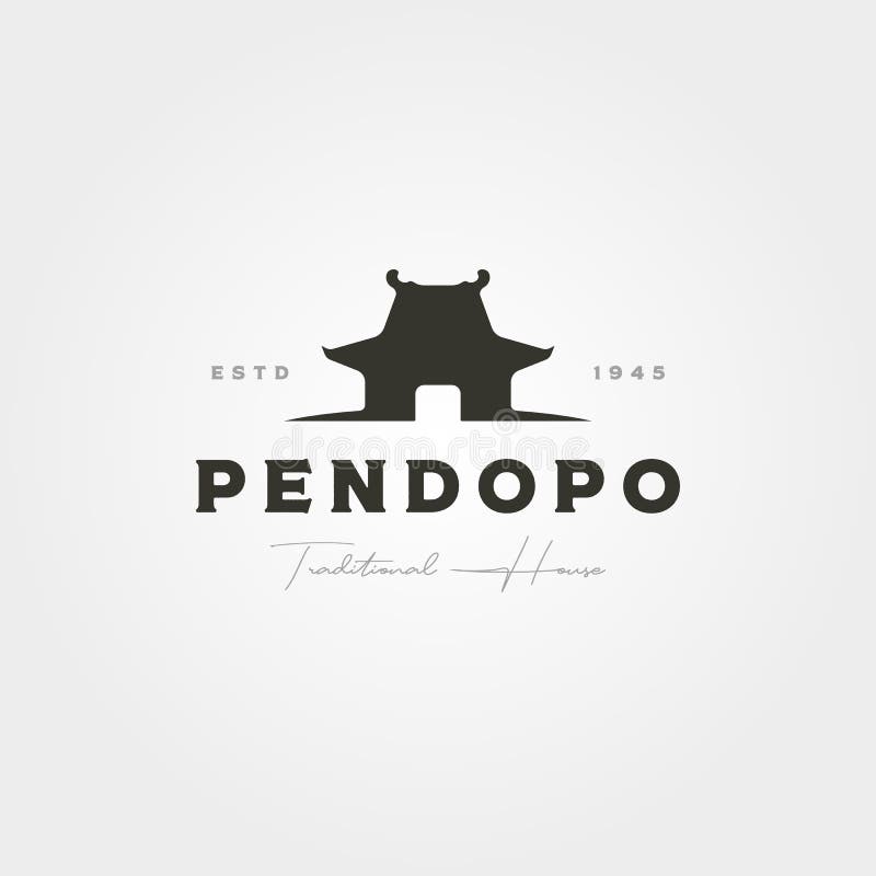 Pendopo tradycyjny dom java logo wektor vintage symbol ilustracji ilustracji