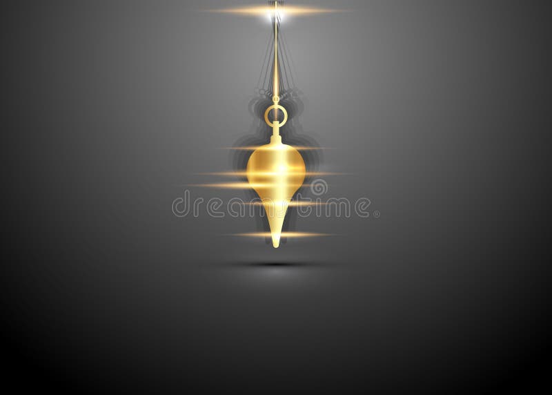 Pendulum for using asking questions. Esoteric golden pendulum magic for divination and astrology wheel, swing of the gold pendulum