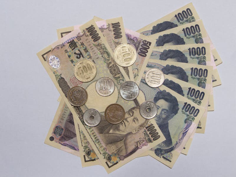 Japanese yen money with coins. Japanese yen money with coins