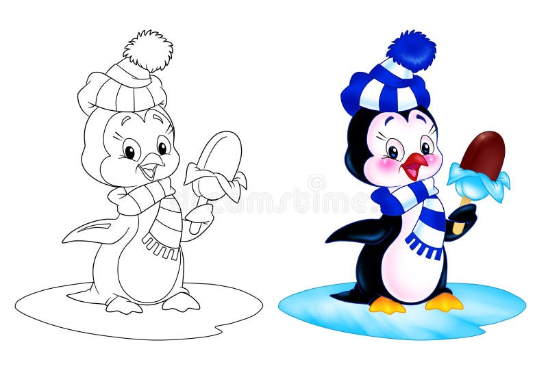 Penguin cartoon ice cream royalty free illustration Penguin cartoon ice cream royalty free illustration