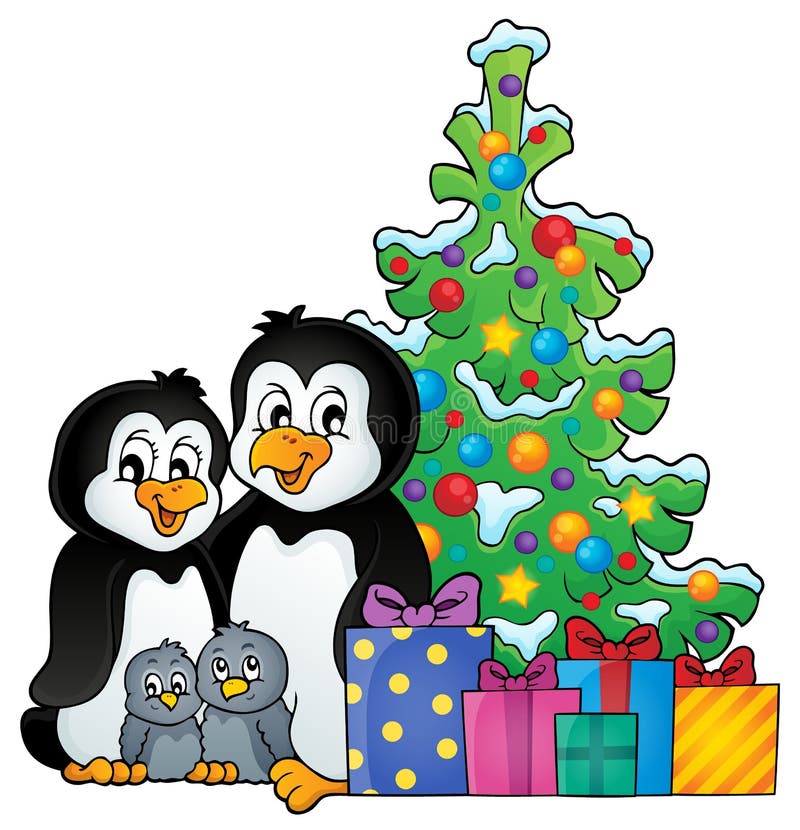 Penguin family Christmas theme 1