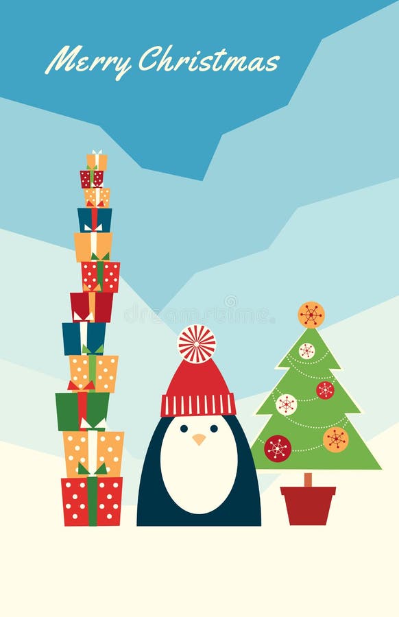 Penguin gifts long vertical format stock illustration Penguin gifts long vertical format stock illustration