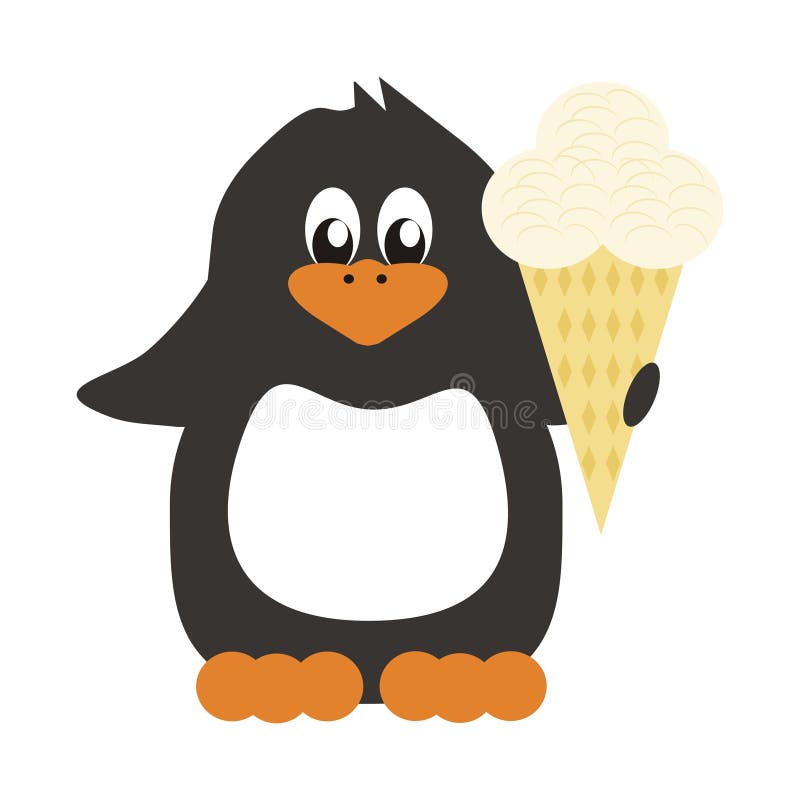 Penguin with ice cream stock illustration. Illustration of bick 56058297