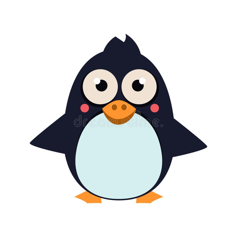 Penguin Standing on Ice. Vector Illustartion