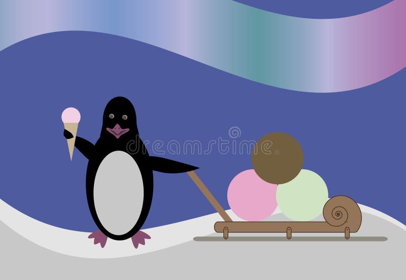 Penguin και ένα παγωτό απεικόνιση αποθεμάτων Penguin και ένα παγωτό απεικόνιση αποθεμάτων