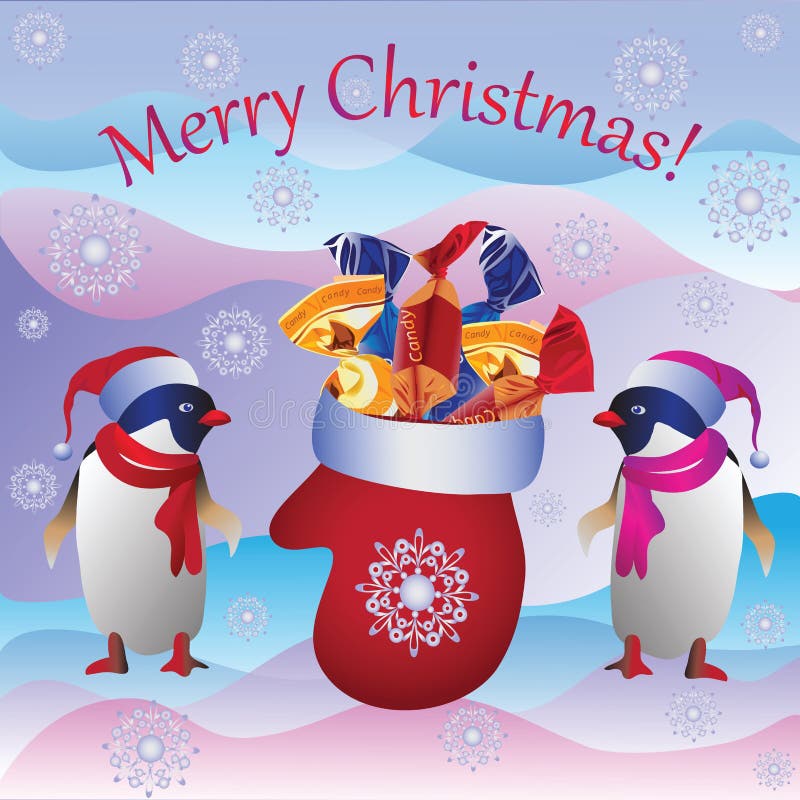 The penguins and the Christmas mitten.