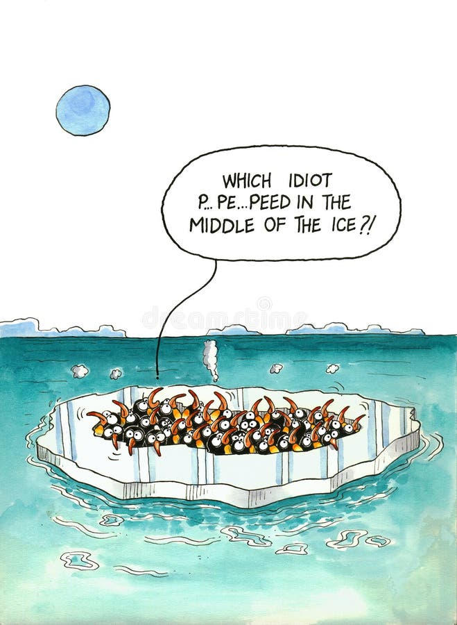 Penguins fell in to melted ice vector illustration Penguins fell in to melted ice vector illustration
