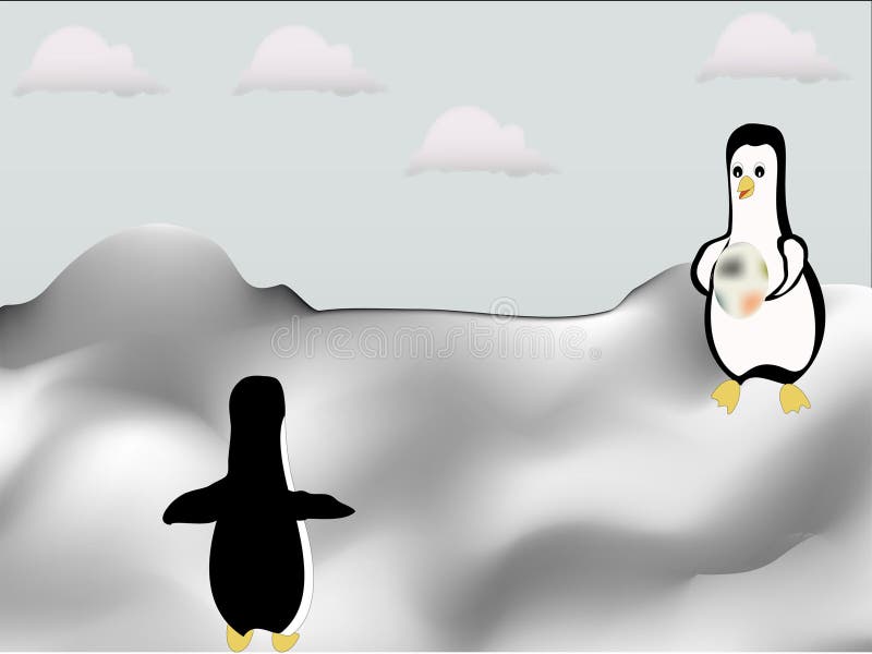 Penguins Playing On Ice Slide Stock Vector - Illustration of snowy