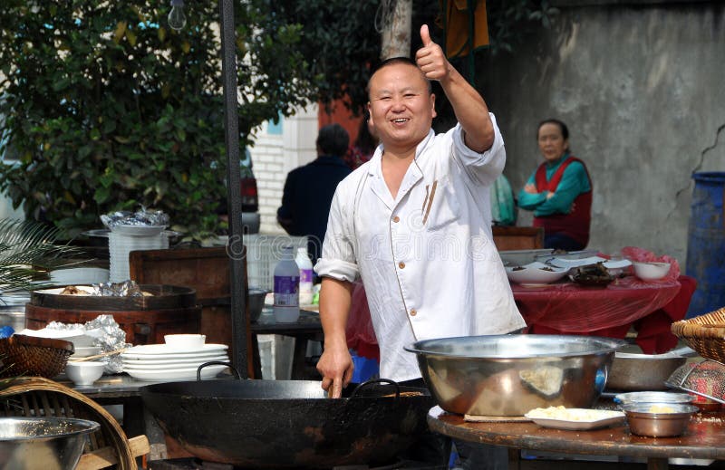 Pengzhou, China: Chef Gives the Thumbs Up royalty free stock image