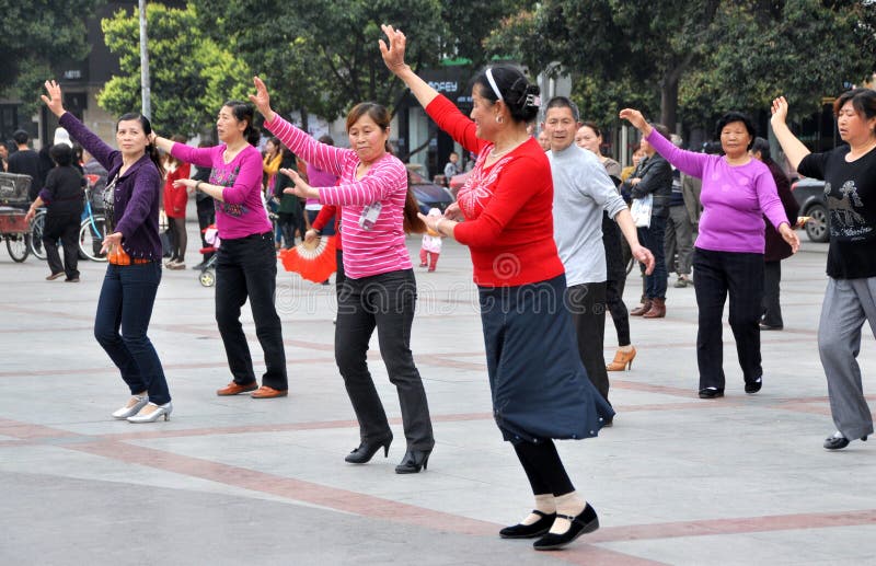 Pengzhou, China: People Dancing in New Square