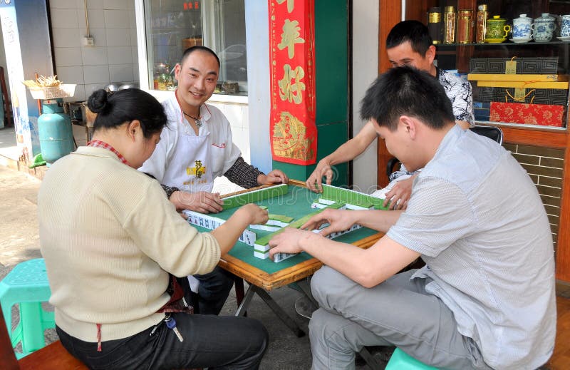 Pengzhou, China: People Playing Mahjong royalty free stock photography
