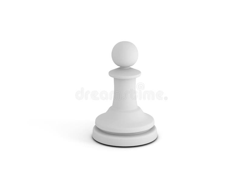 Peça de xadrez branca peão 3d no fundo branco jogo de xadrez peça de xadrez  3d rendervector