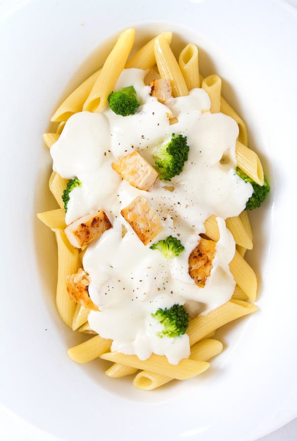 Penne Alfredo Overhead stock photo. Image of noodles 32984836