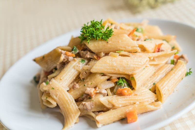 Penne pasta cream cheese stock photo. Image of cheese 95442822