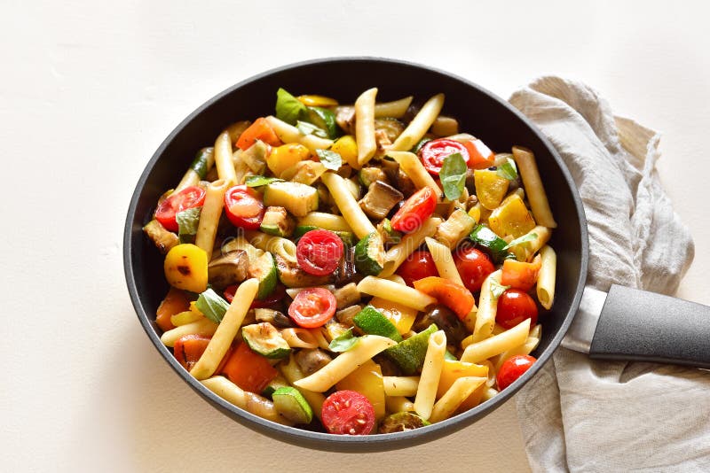 Penne Pasta with Roasted Vegetables Stock Image Image of bell