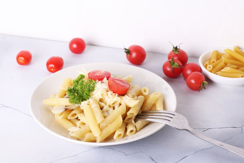 Penne Pasta Tomate and Cheese Stock Image Image of vegetarian