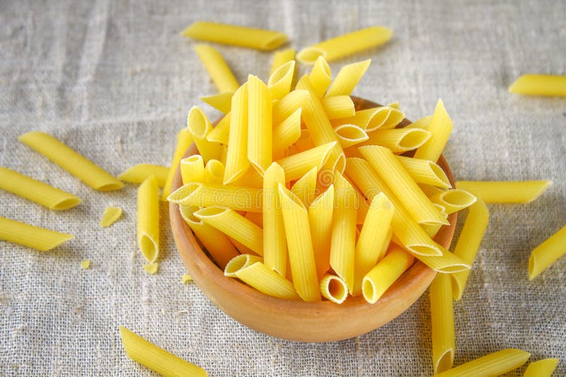 Penne Rigate. Macaroni in the Form of Feathers. Mostaccioli Pasta ...