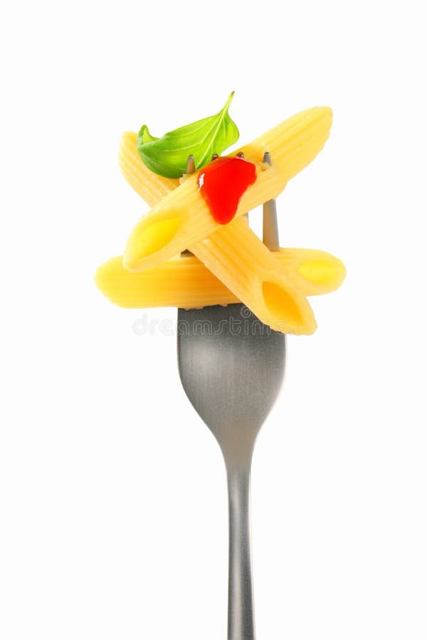 Penne-Teigwaren auf Gabel stockbilder Penne-Teigwaren auf Gabel stockbilder