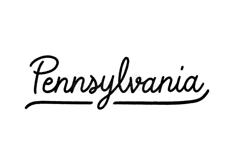 Pennsylvania Hand Lettering on White Background Stock Vector