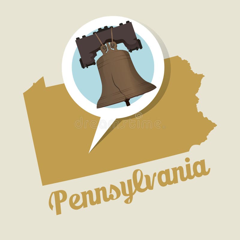Pennsylvania Map with Liberty Bell Icon. Vector Illustration Decorative