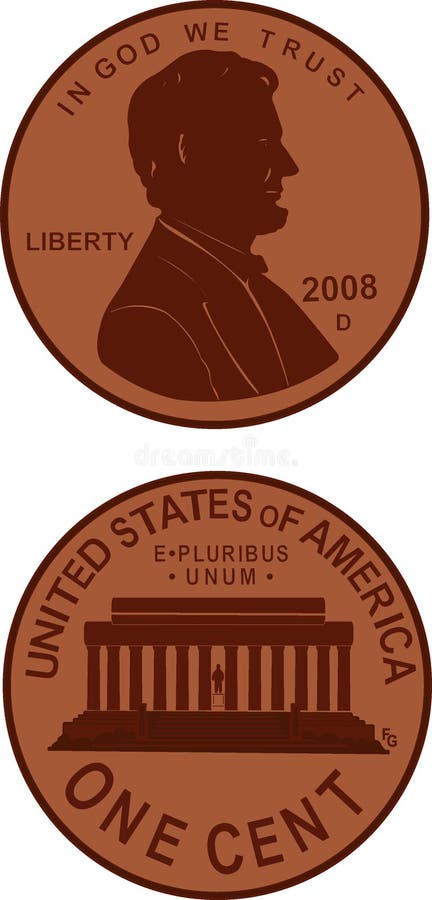 Vektorové ilustrace z NÁS penny izolovaných na bílém pozadí.