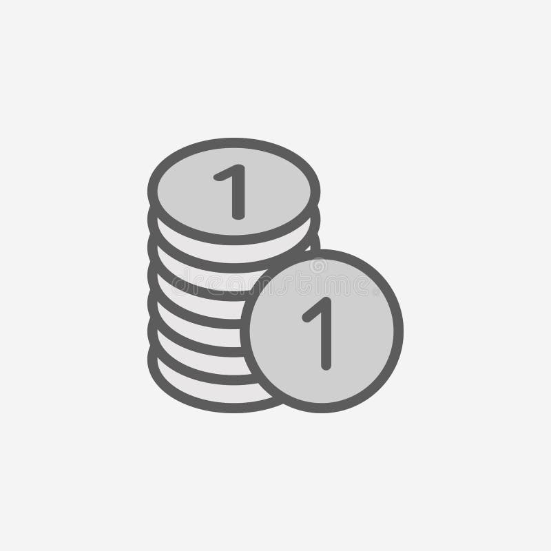 Penny in a Pile Outline Icon. Detailed Set of Minimalistic Line Icons.  Premium Graphic Design Stock Illustration - Illustration of pile, penny:  119183072