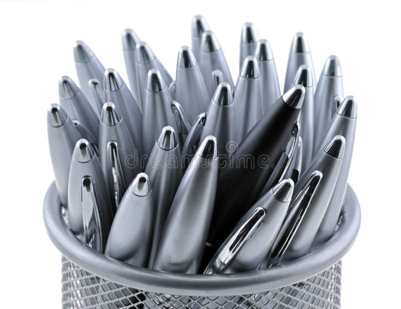 Pens in office basket