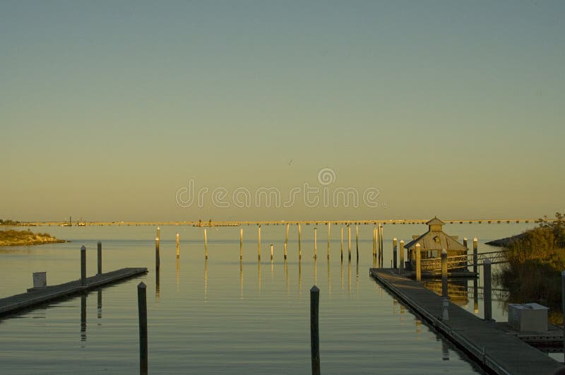 Pensacola-Jachthafen an der Dämmerung stockfoto