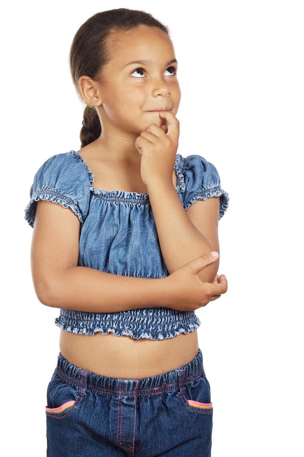 Menina adorável a pensar fotografia de stock