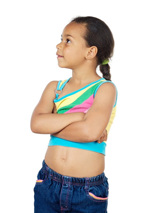 Menina adorável a pensar imagem de stock