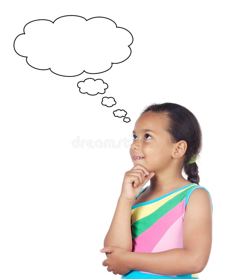 Menina adorável a pensar imagem de stock