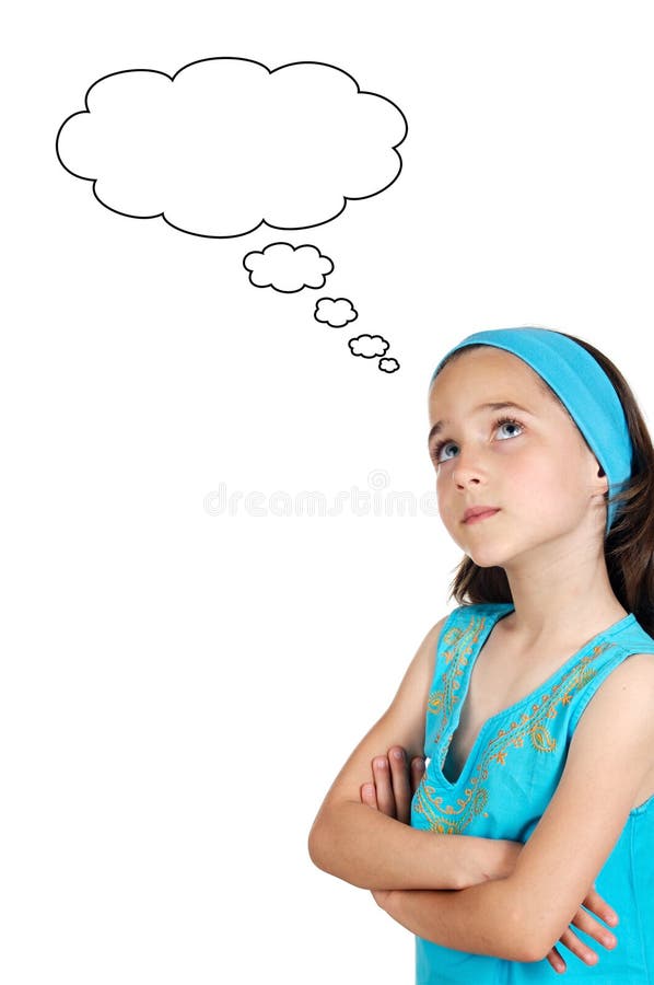 Menina adorável a pensar fotografia de stock
