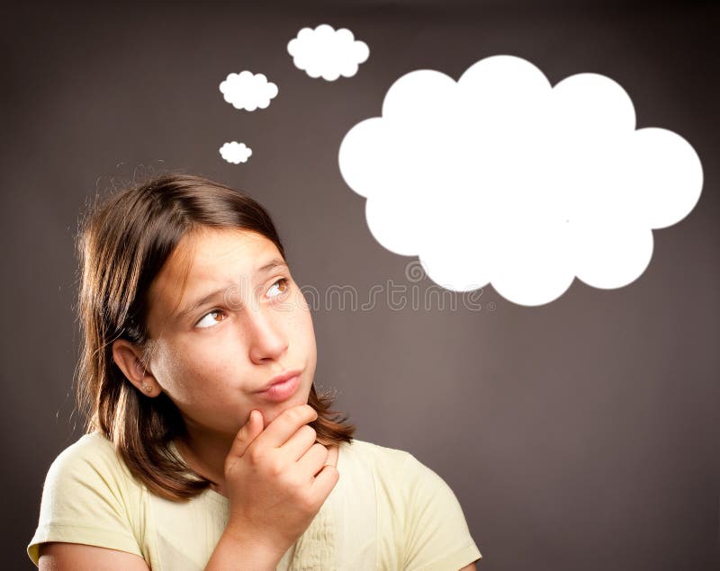 Menina a pensar foto de stock