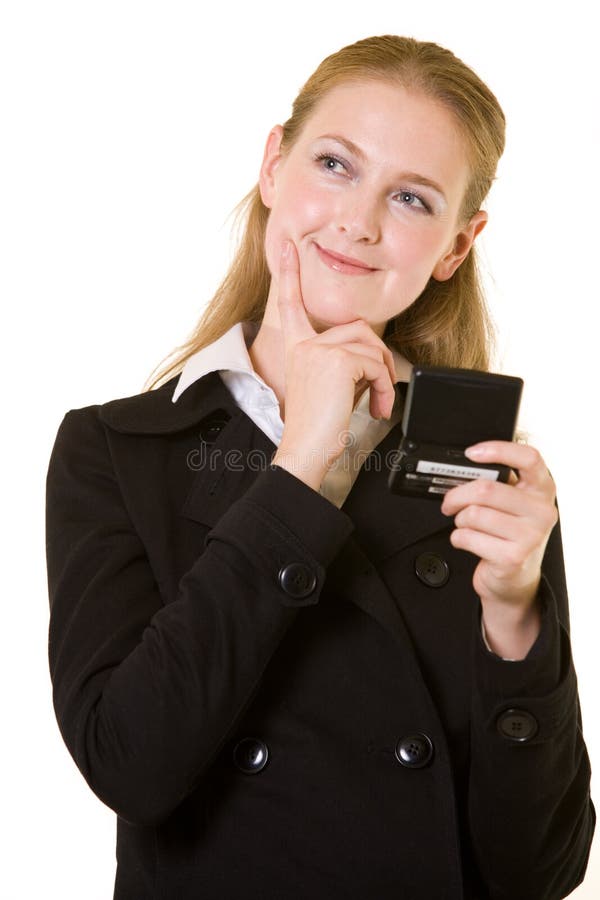 A pensar numa mensagem imagens de stock