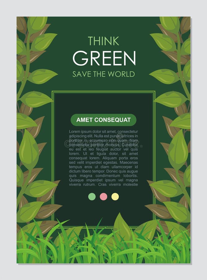 Pense o quadro e a beira verdes Vai o conceito verde das folhas ilustração do vetor Pense o quadro e a beira verdes Vai o conceito verde das folhas ilustração do vetor