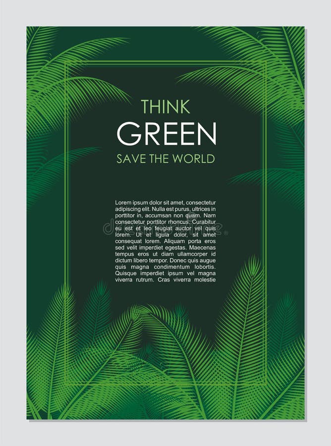 Pensez la vue et la frontière vertes Disparaissent le concept vert de feuilles illustration libre de droits Pensez la vue et la frontière vertes Disparaissent le concept vert de feuilles illustration libre de droits