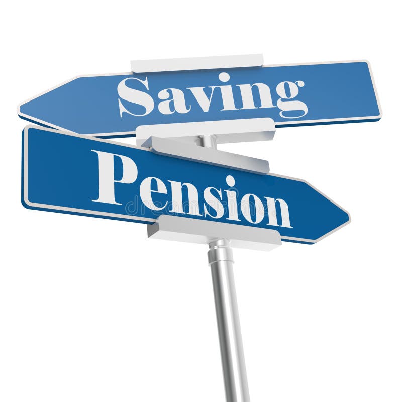 Pension and saving signs stock illustration. Illustration of rendering