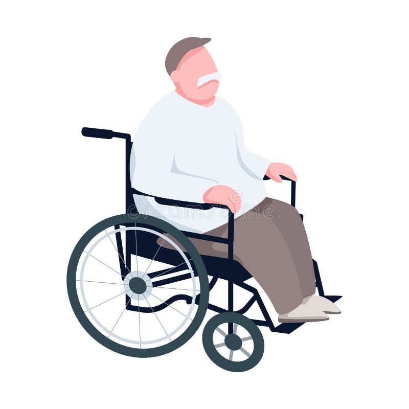 Pensionar cu caracter de vector de culoare plat pentru fotolii rulante vector illustration