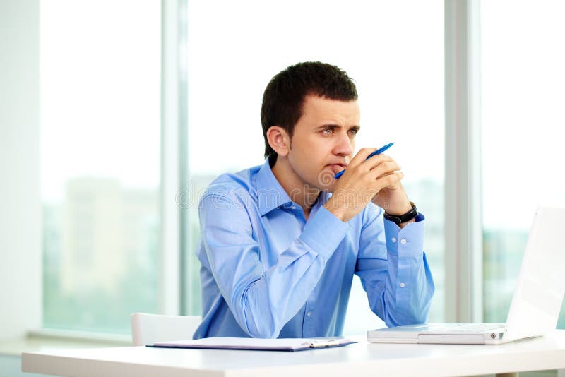 Pensive employer stock photos
