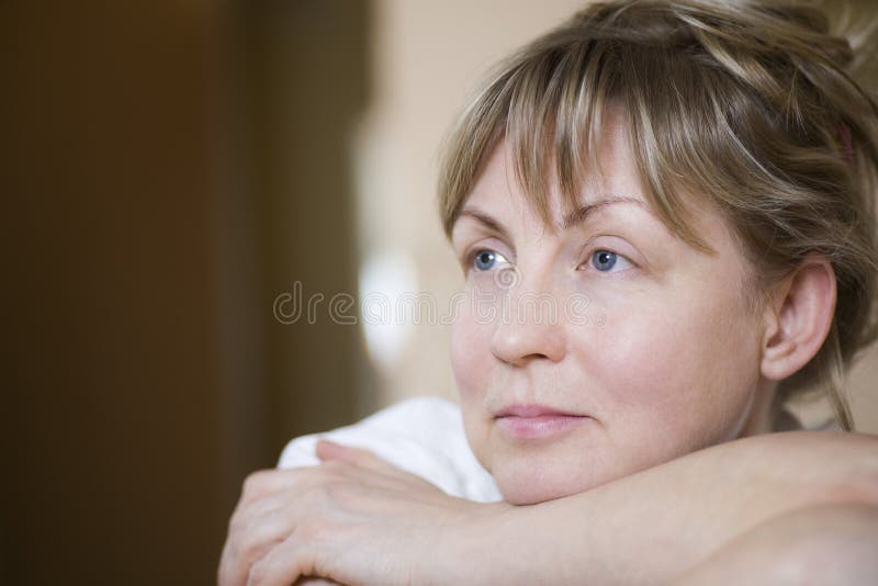 Pensive Middle Aged Woman
