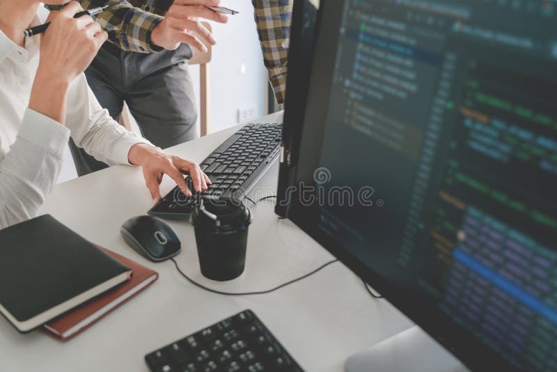 Pensive Programmer Working on Desktop Pc Programming Code Technologies