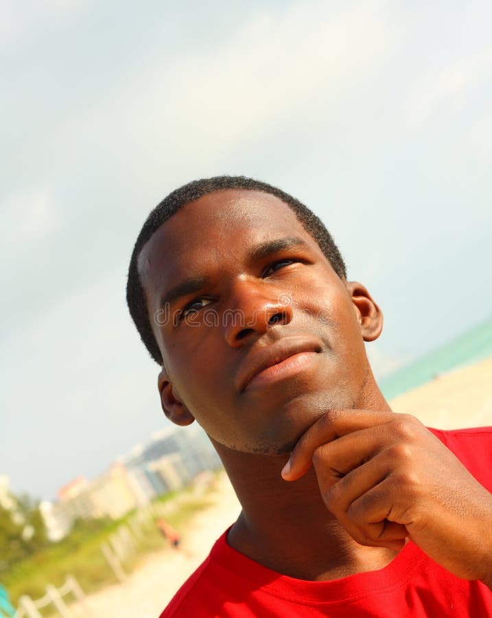 Pensive young black man