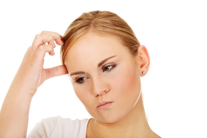 163 Worried Woman Scratching Head Stock Photos Free & RoyaltyFree