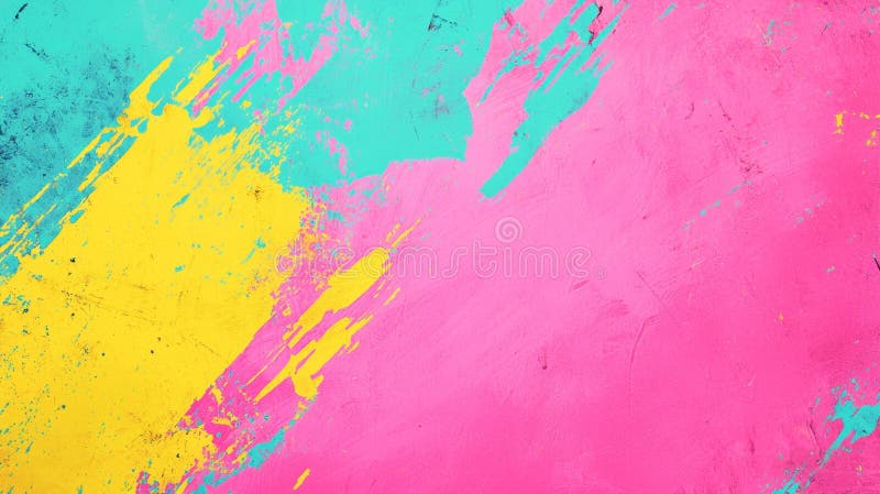 Pensulele roz galbene și turcoaz creează o pictură vibrantă și dinamică abstractă perfectă pentru fundaluri și stock image
