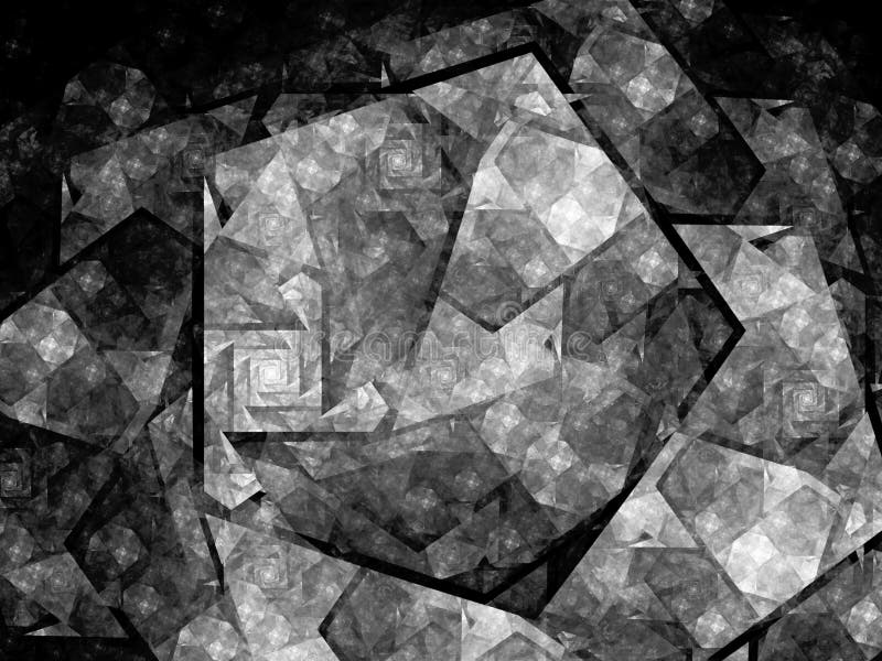 Pentagon shaped nanocrystal fractal black and white texture royalty free illustration